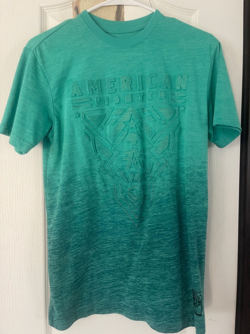 American Fighter Teal Gradient Embossed Logo Short Sleeve Tee